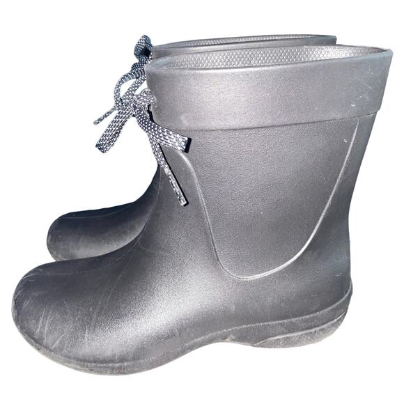 Crocs Dual Comfort Freesail Shorty Rain Boots with Front Lace Tie Black size 4 - Picture 9 of 12